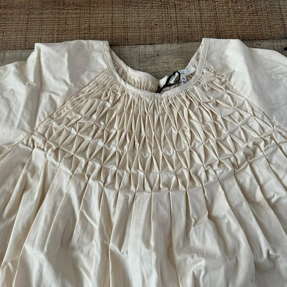 Joh Wilder Top Oversized Smocked Blouse in Cream -XS - Picture 4 of 9